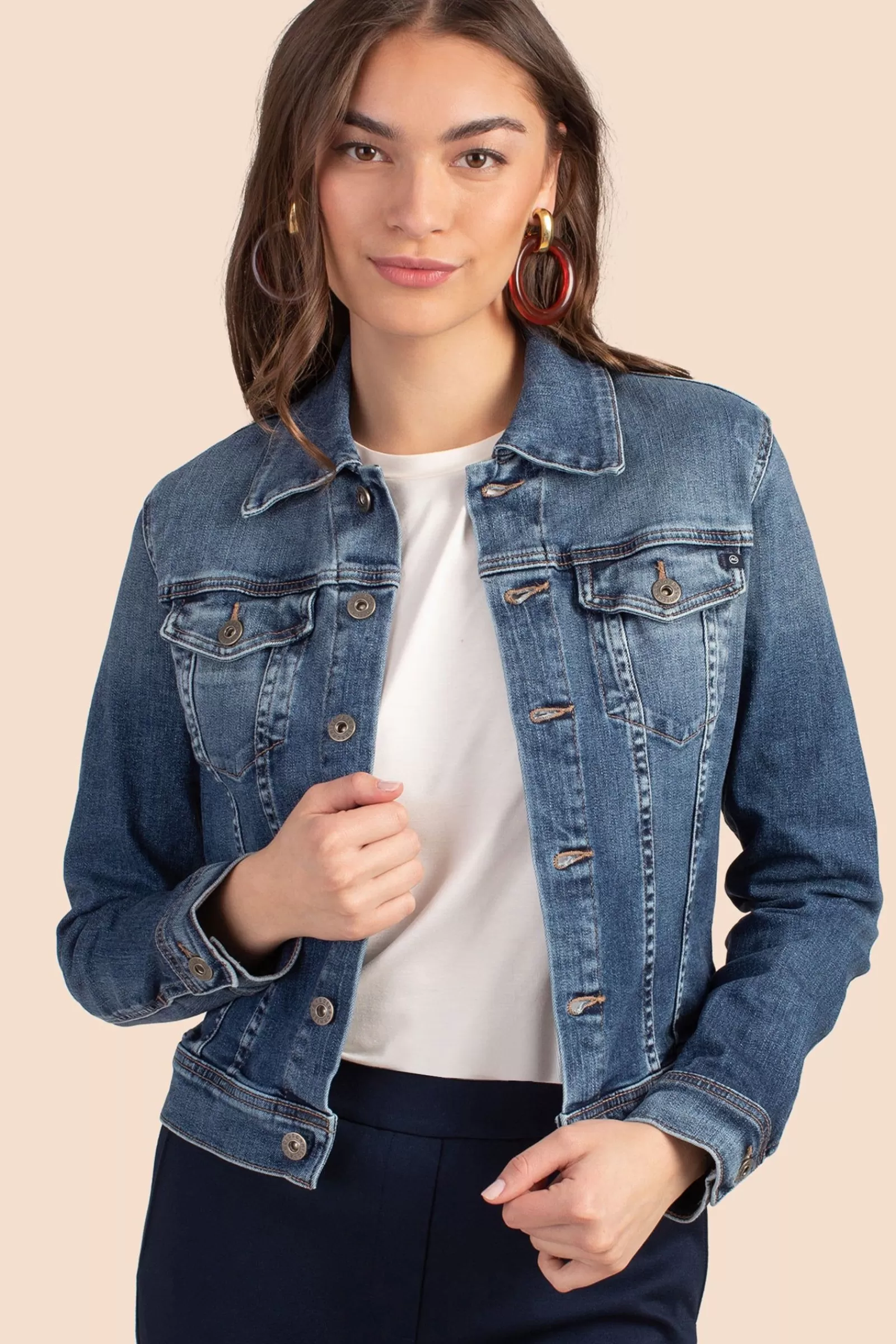 Women Trina Turk Ag Dark Wash Robyn Denim Jacket