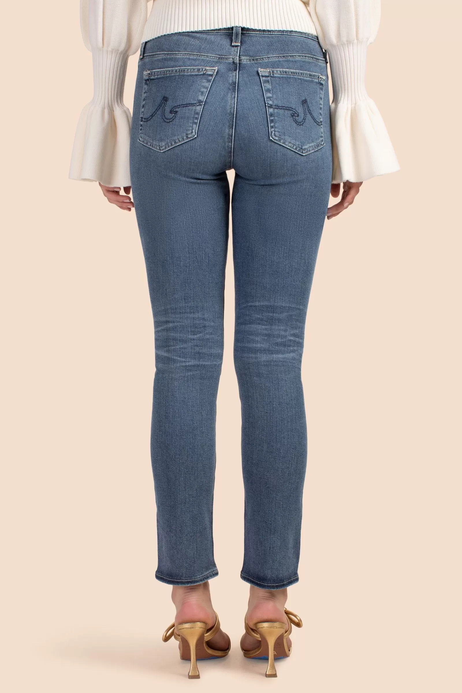 Women Trina Turk Ag Medium Wash Mari High Rise Crop Jean