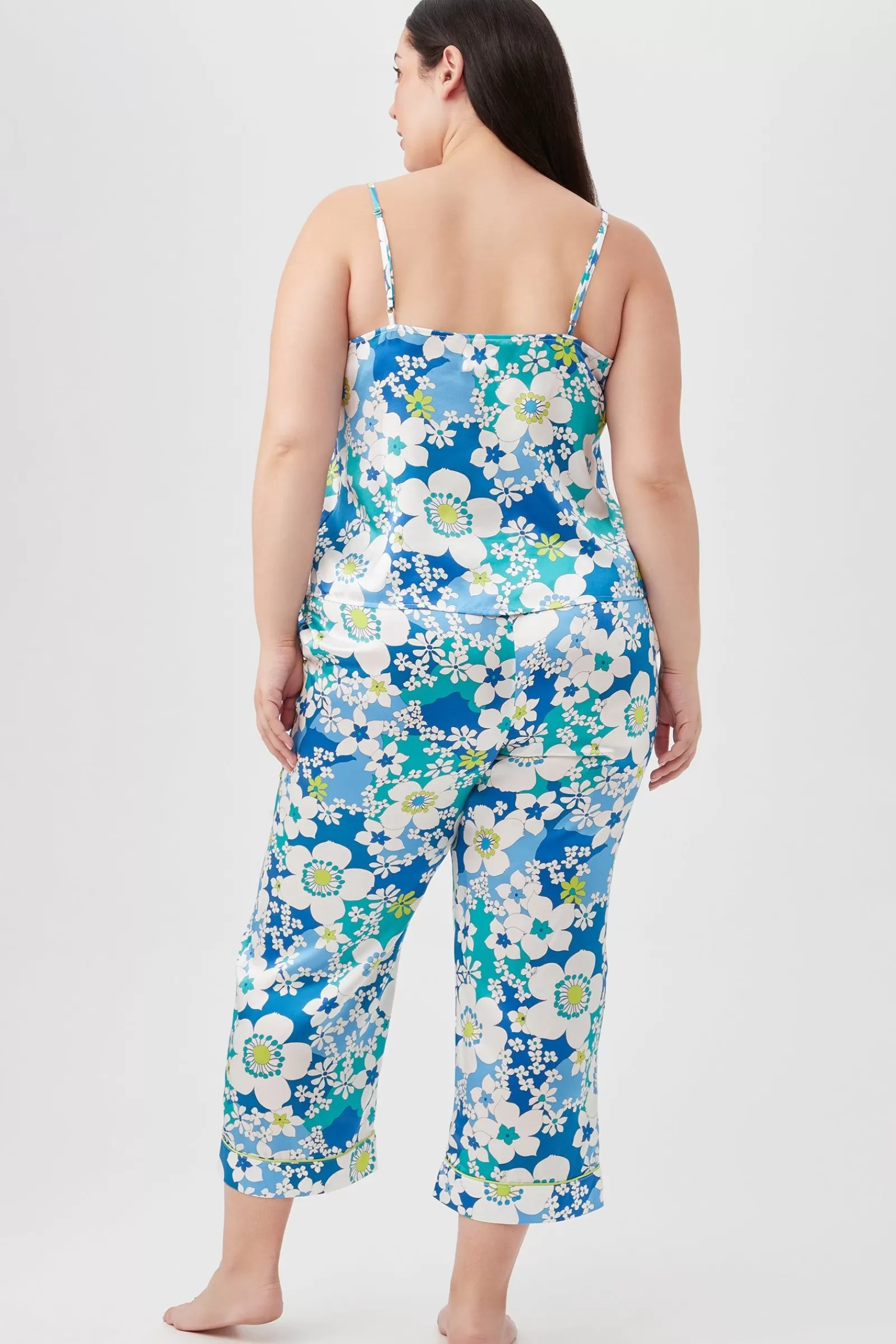 Women Trina Turk Bali Floral Women'S Cami Tank Cropped Pant Silk Pj Set