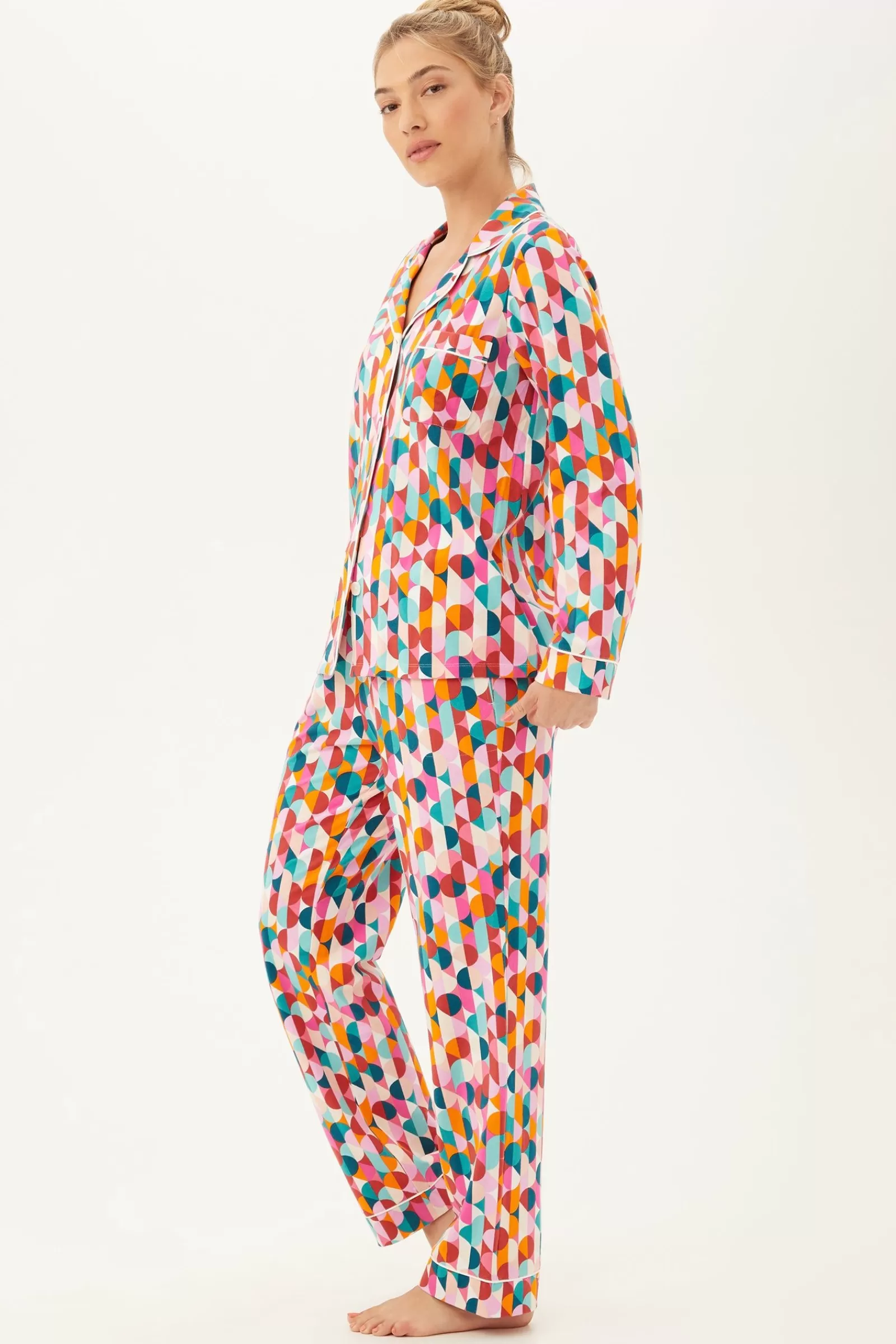 Women Trina Turk Dancing Dots Women'S Long Sleeve Long Pant Jersey Pj Set