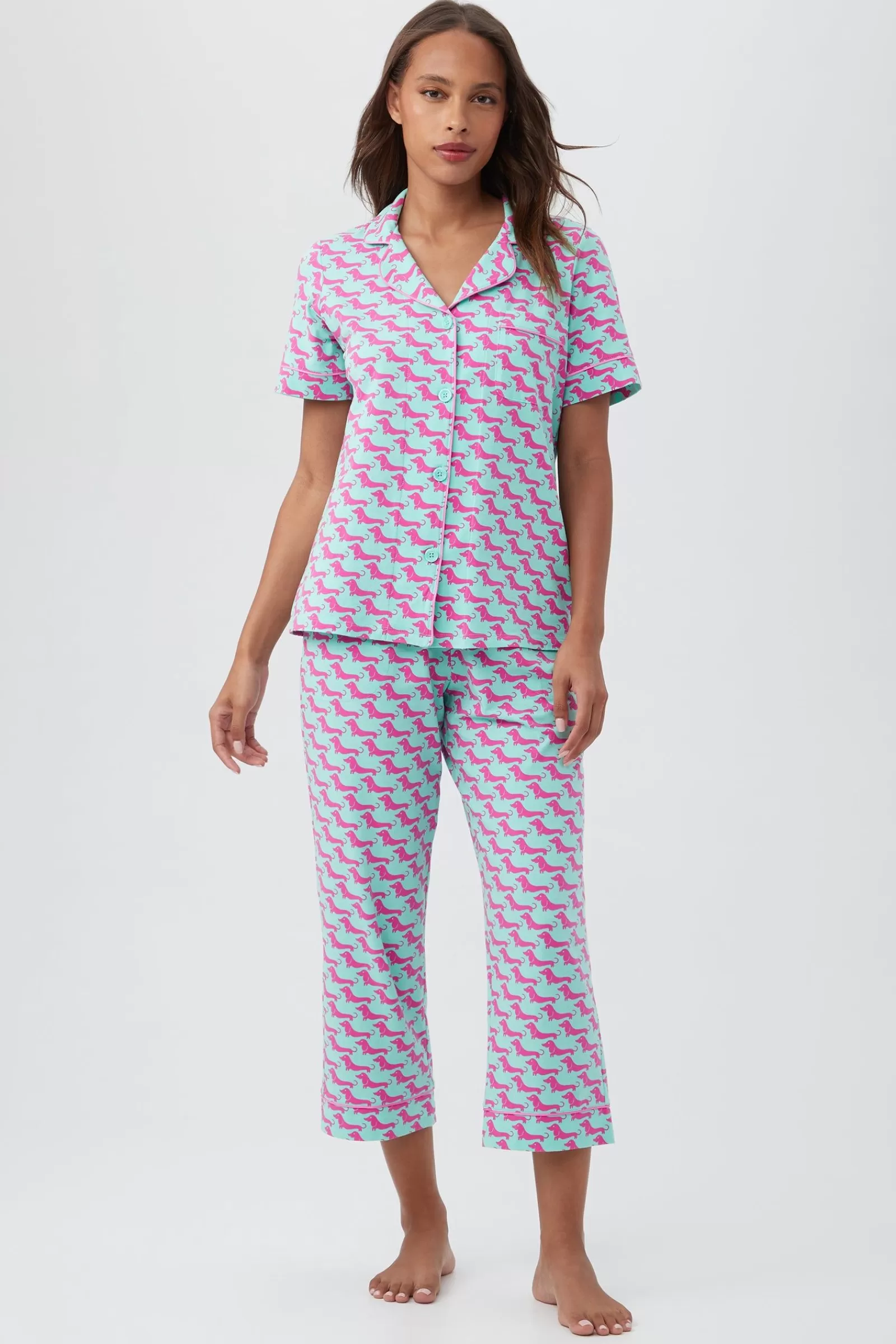 Women Trina Turk Dog Walk Cropped Pj Set