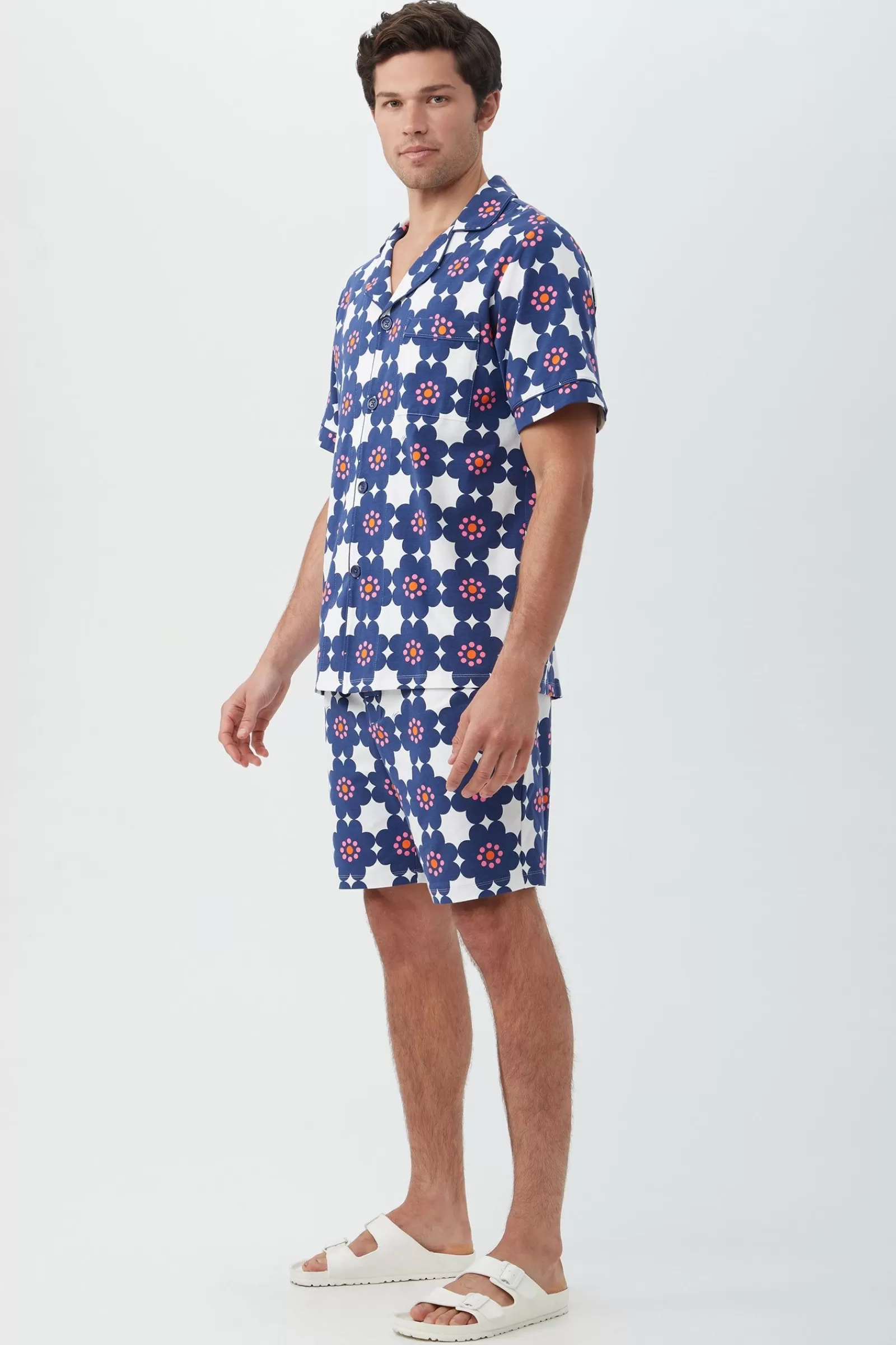 Men Trina Turk Floral Tile Men'S Short Sleeve Boxer Short Jersey Pj Set