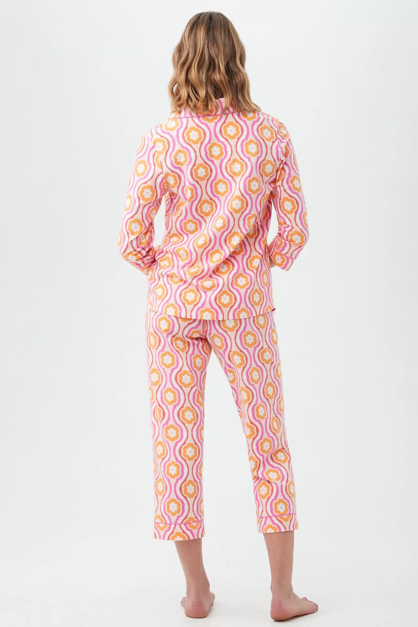 Women Trina Turk Flower Swirl Women'S Cropped Classic Pj Set
