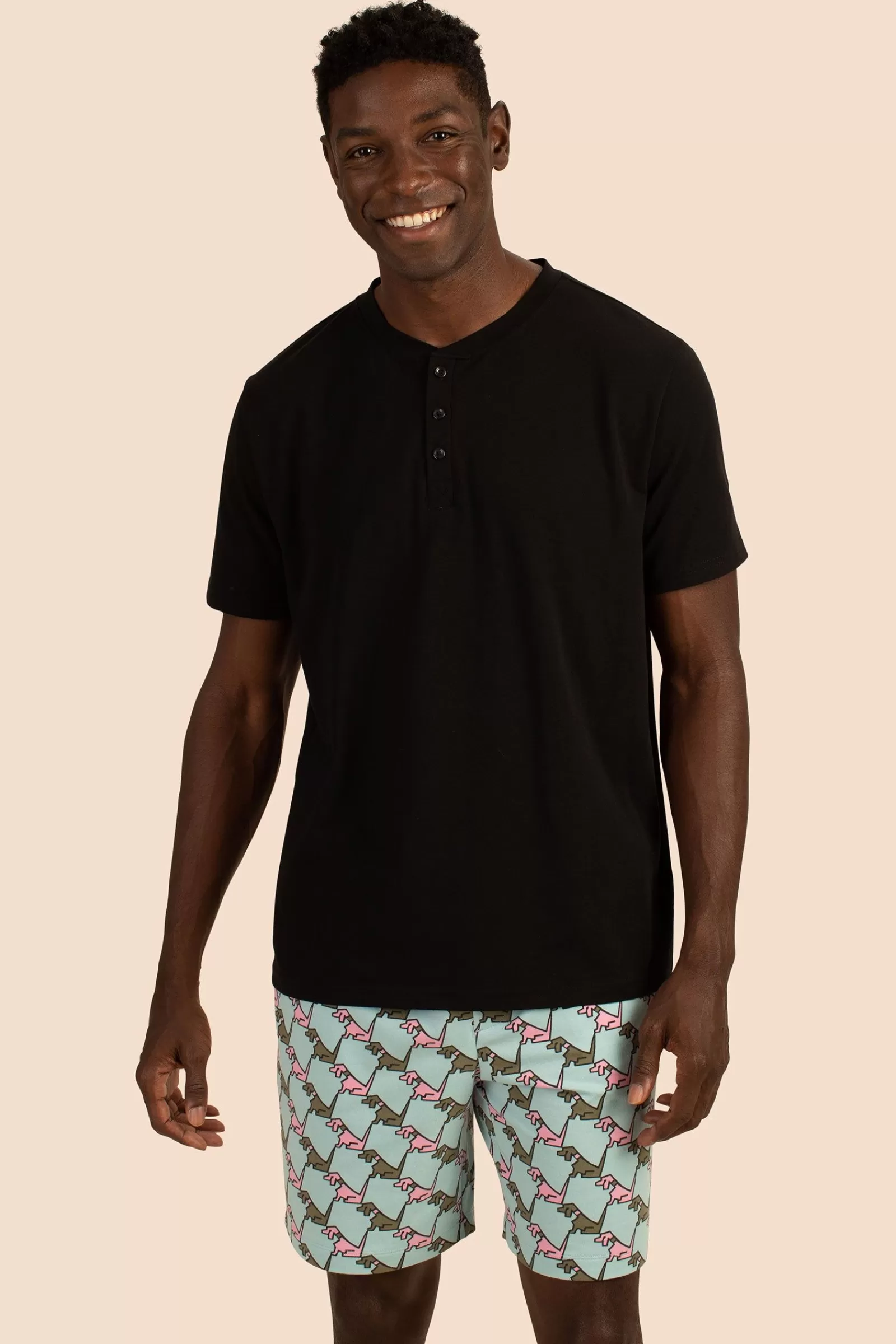 Men Trina Turk Hounds Men'S Short Sleeve Henley Boxer Short Jersey Pj Set