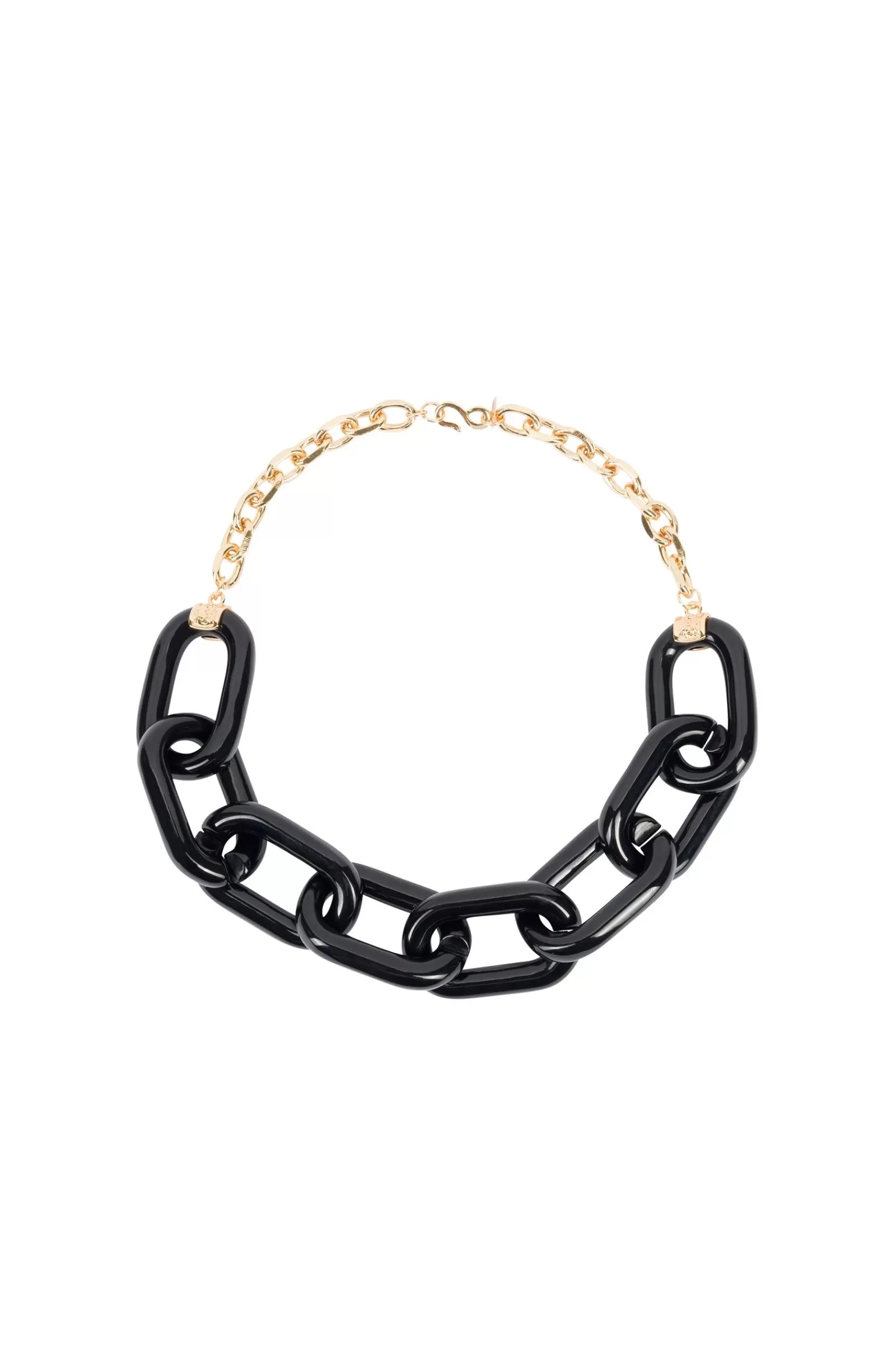 Trina Turk Kjl Gold Black Resin 8 Link Necklace