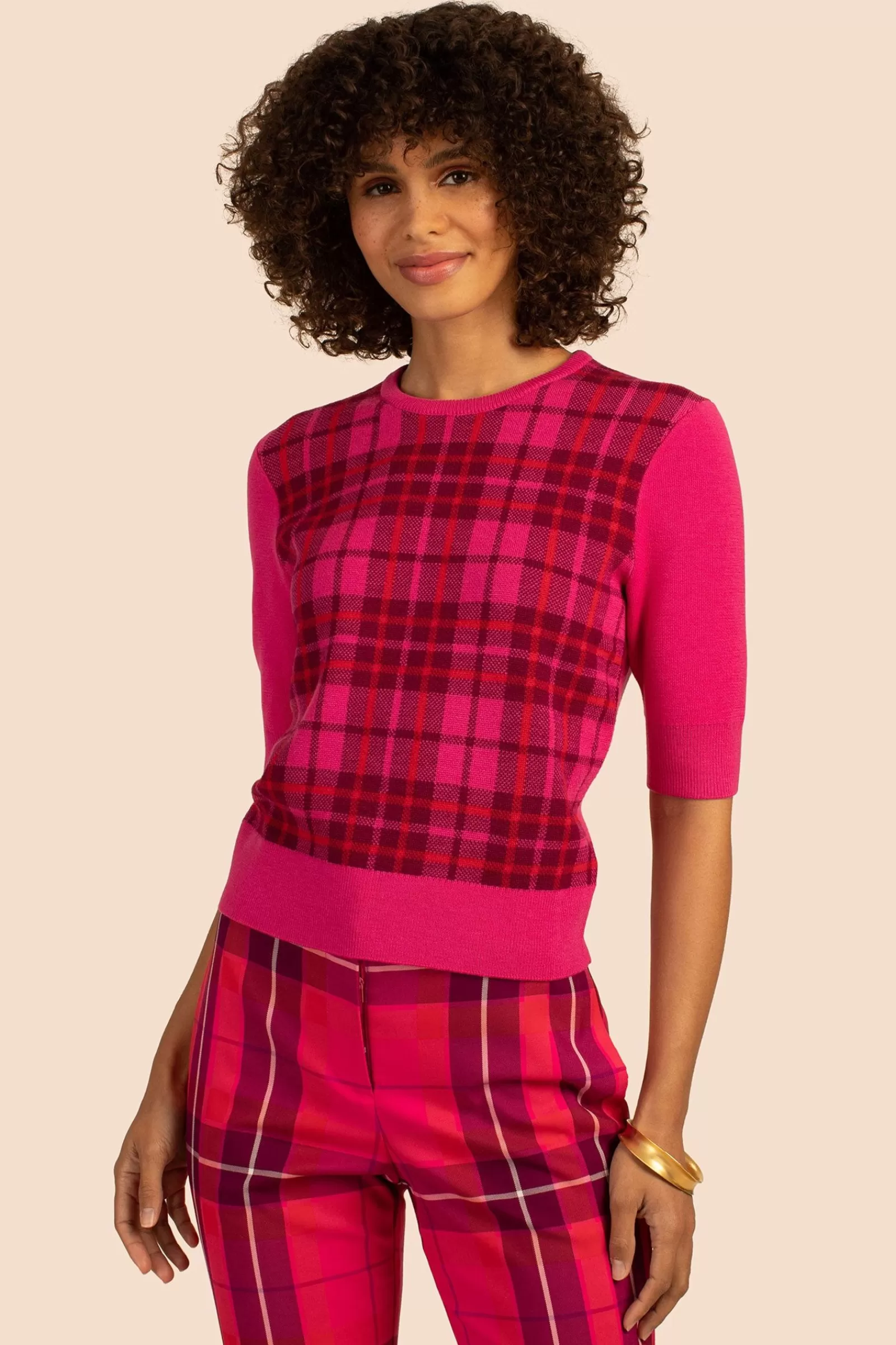 Women Trina Turk Mackenzie Plaid Crewneck