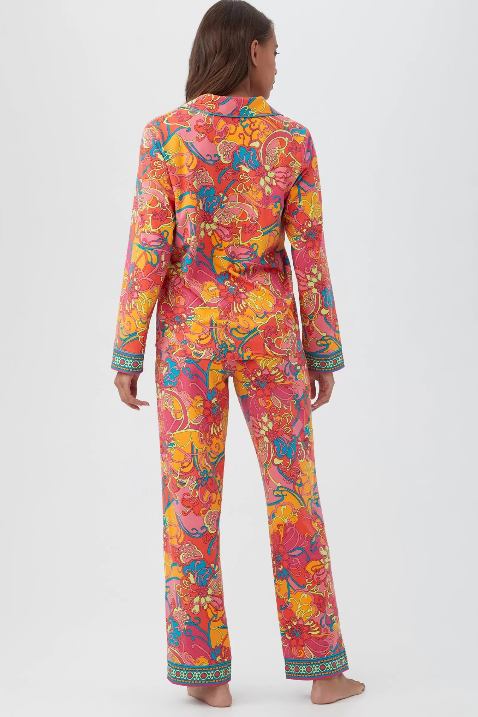 Women Trina Turk Madagascar Women'S Long Sleeve Long Pant Jersey Pj Set