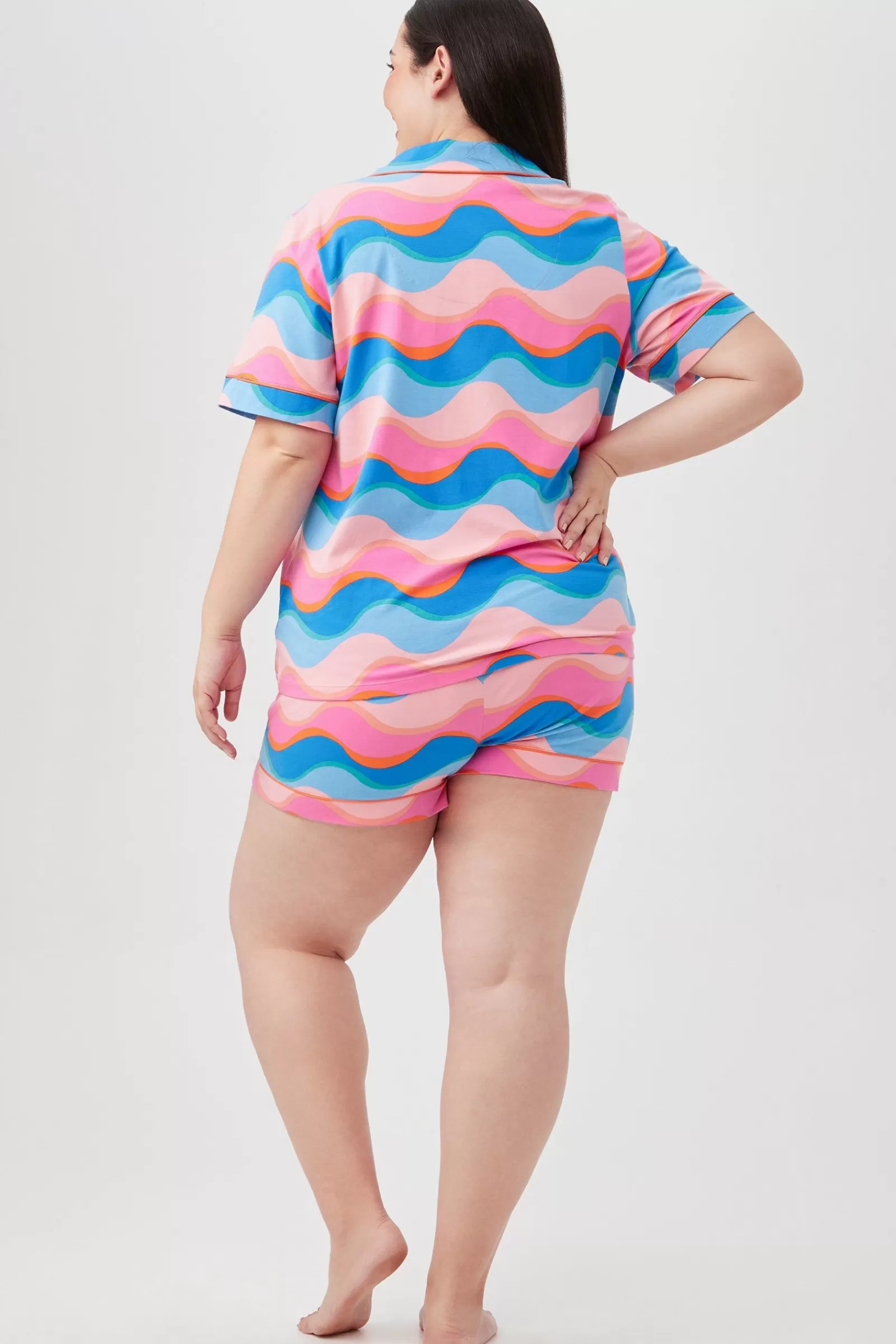 Women Trina Turk New Wave Women'S Short Sleeve Shorty Jersey Pj Set