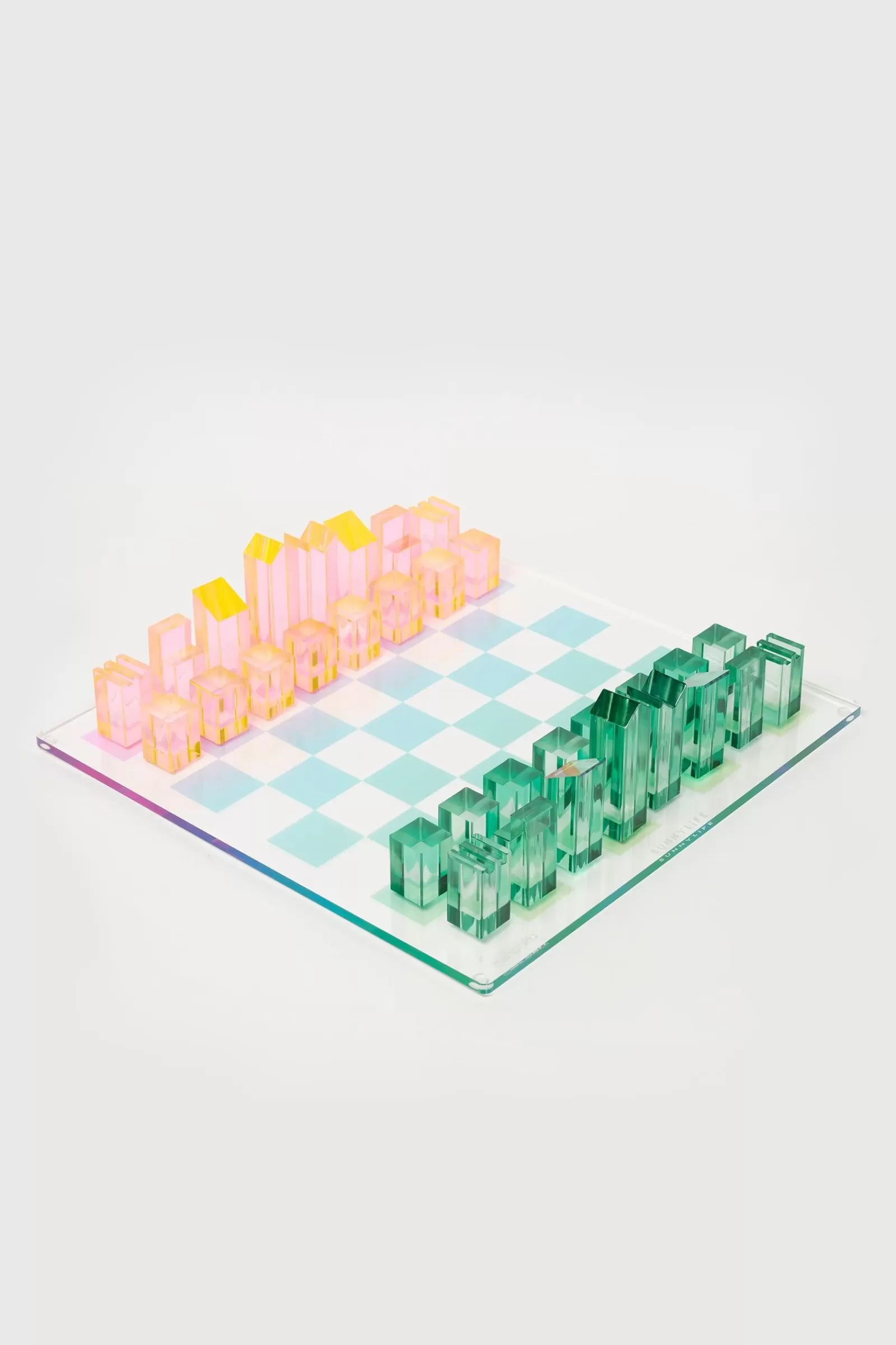 Trina Turk Ombre Lucite Chess Checkers Set