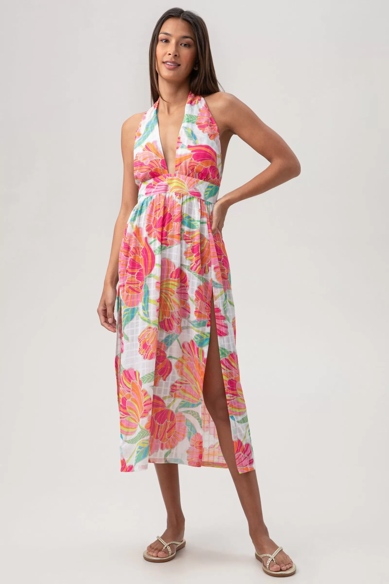 Women Trina Turk Poppy High Neck Midi Dress