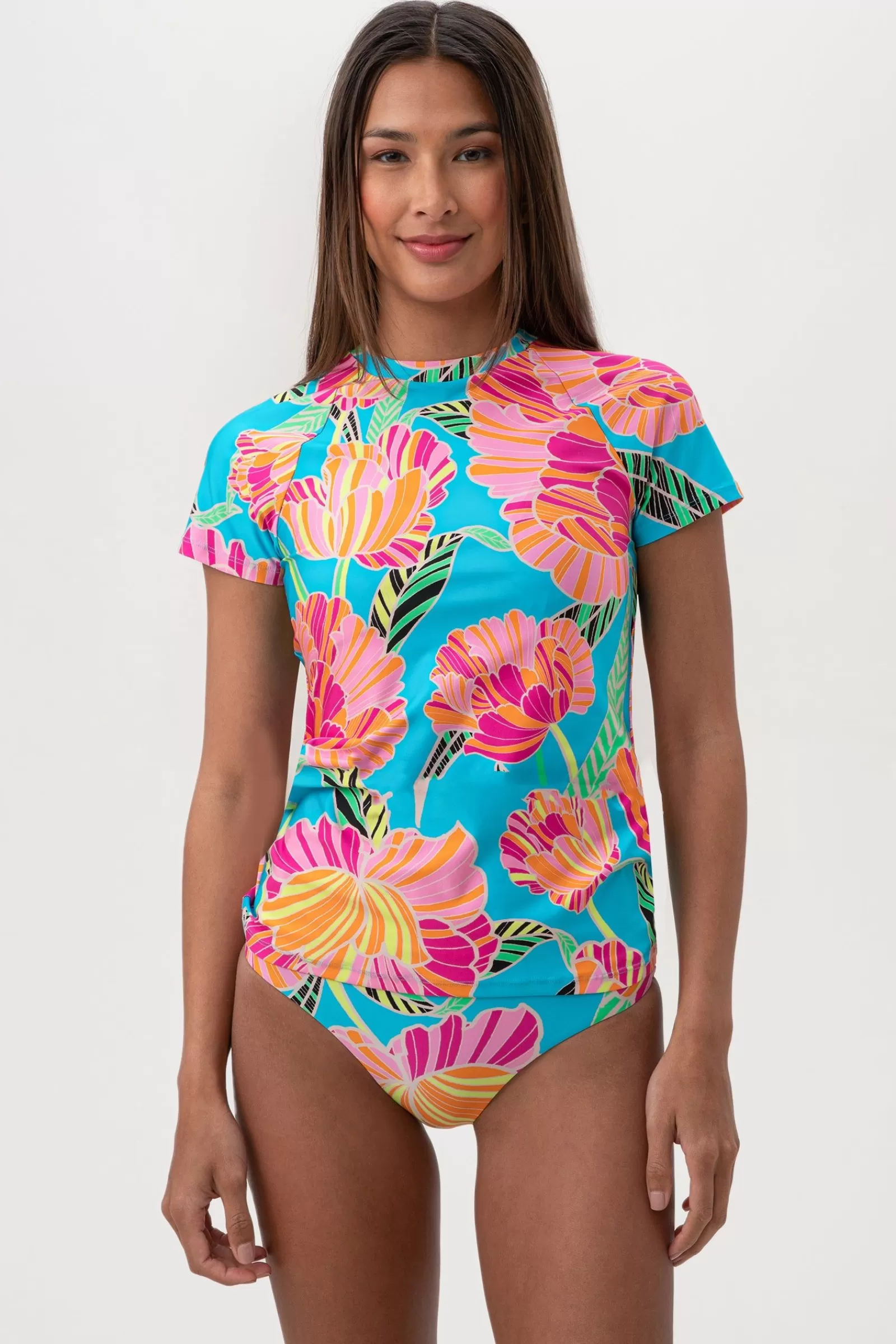 Women Trina Turk Poppy Short Sleeve Swim Tee
