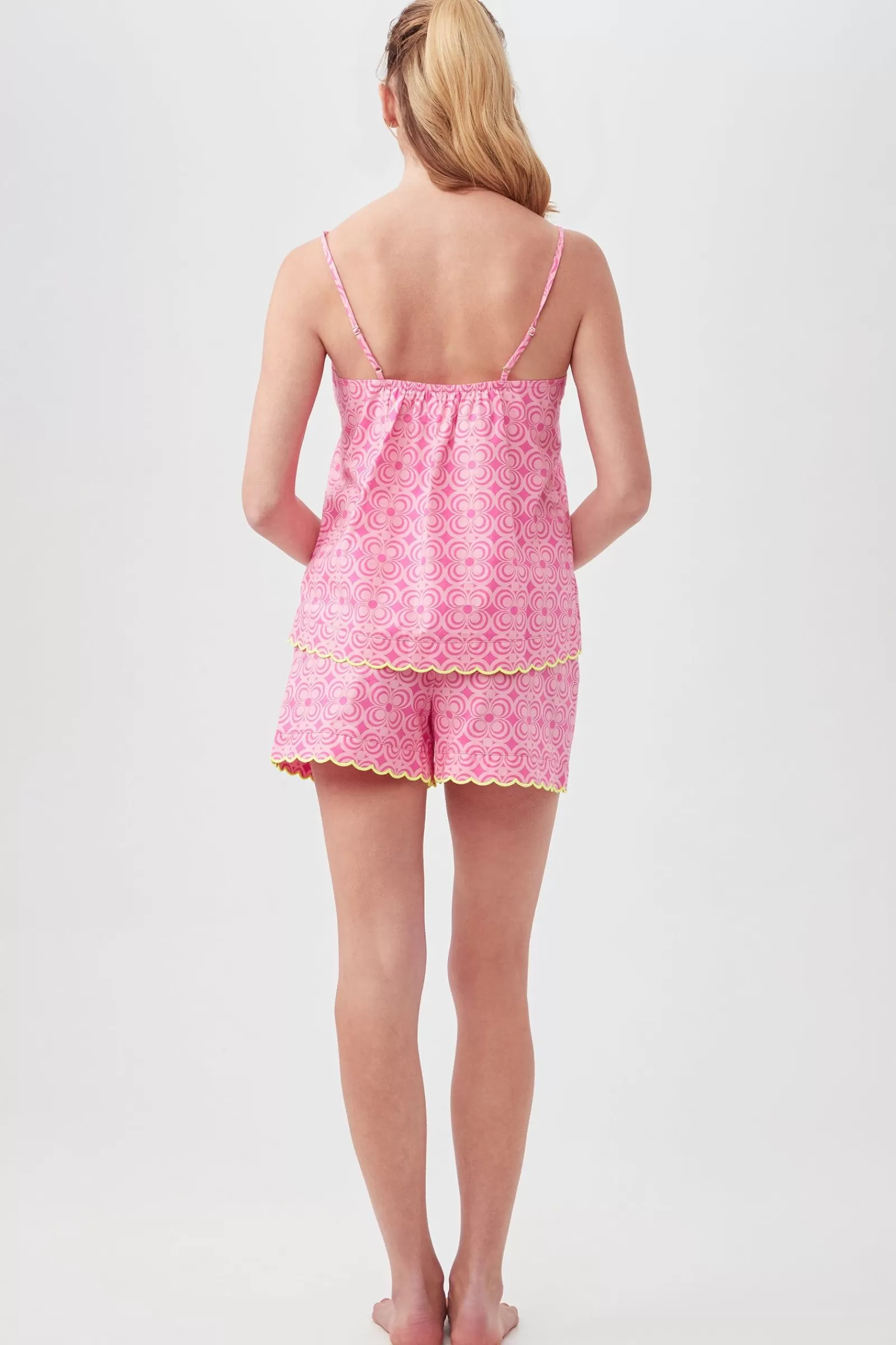 Women Trina Turk Summer Geo Women'S Cami Tank Shorty Poplin Pj Set