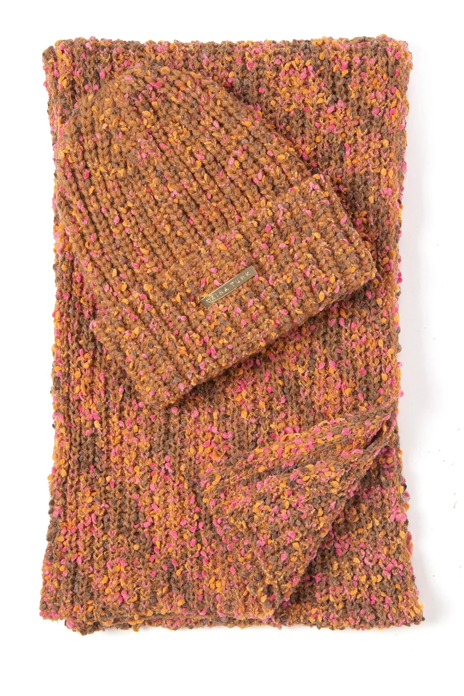 Trina Turk Tt Speckled Knit Beanie And Scarf