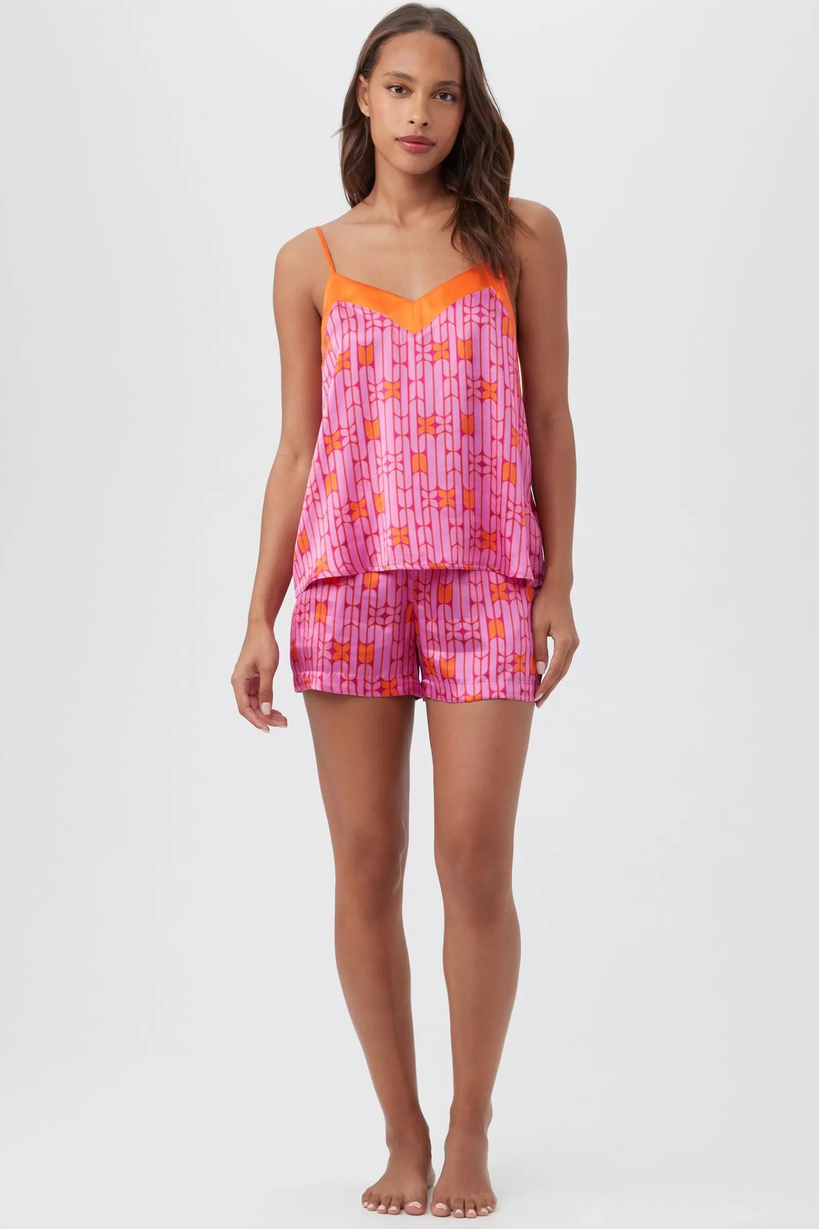 Women Trina Turk Wallpaper Geo Women'S Cami Tank Shorty Silk Pj Set
