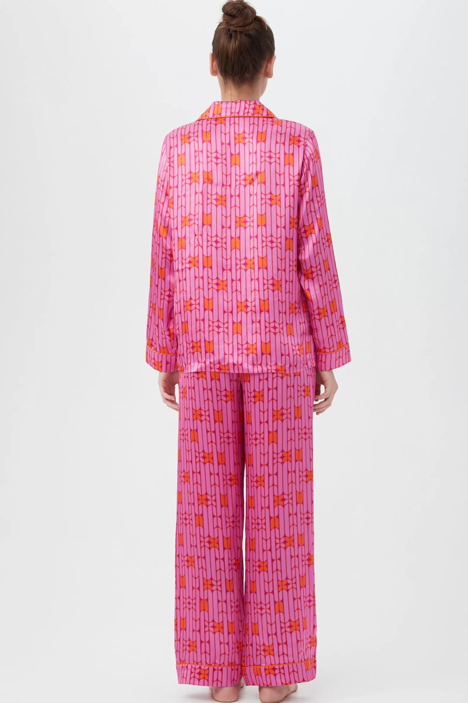 Women Trina Turk Wallpaper Geo Women'S Long Sleeve Long Pant Silk Pj Set